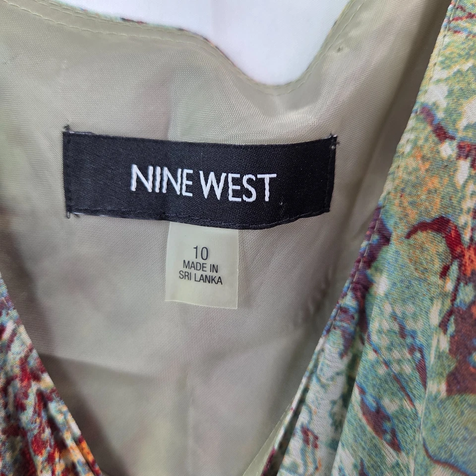 Maxi Vestido Para Mujer Nine West Estampado Multi Nivel Talla 10 Cuello Redondo Sin Mangas Foto 3 de 4