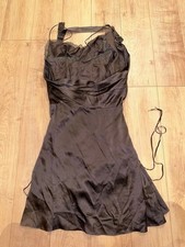 Christian Dior John Galliano Silk Dress Size F40 Brown Vintage Authentic