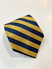 Brooks Brothers Mens Silk Neck Tie Gold & Blue Repp Striped 57L 3.75W USA Made