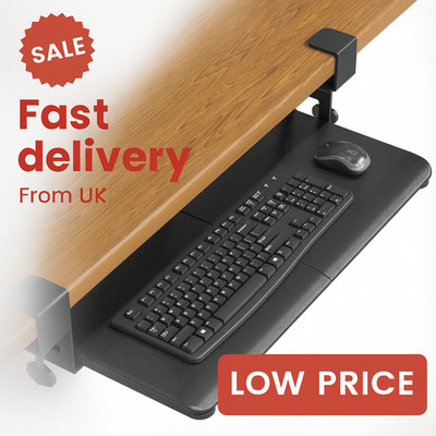 BONTEC Tastaturablage unter Schreibtisch, Tastaturschublade mit Schraubzwingen 65x30cm