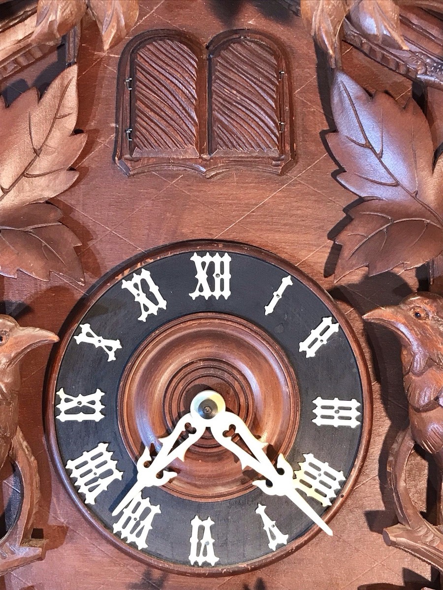 Large ANTIQUE Germany Black Forest Musical Double Door Cuckoo