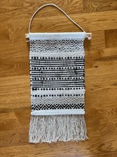 Macrame Boho Wall Art - Beige and Black Woven Taprestry