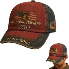 USA 250th Anniversary Hat 1776  2026 Adjustable 3D Embroidered Baseball Cap