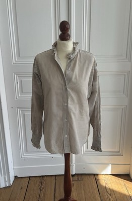 Marant Étoile Isabel Marant Bluse Saoli Streifen Rüschenkragen Gr. XS / 34 TOP