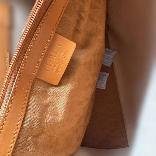 FURLA Orange Leather Tote Bag Women's Authentic Stylish Handbag - Picture 7 of 11