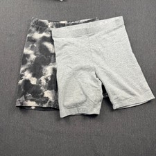 Wonder Nation Girls Bike Shorts 2 Pack Gray Tie Dye Size M 7-8 Elastic Waist