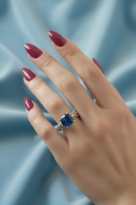 Michael Dawkins Ring Sterlingsilber 925 Lab-Created Saphir Größe 7