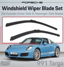 2014-2019 Porsche 911 Targa Front Windshield Wiper Blade Set Genuine Factory OEM