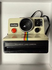 Vintage Polaroid One Step SX-70 Instant Film Land Camera White Rainbow Stripe a1