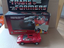 VINTAGE 1980'S G1 TRANSFORMER AUTOBOT SIDESWIPE WITH BOX AND ACCESSORIES