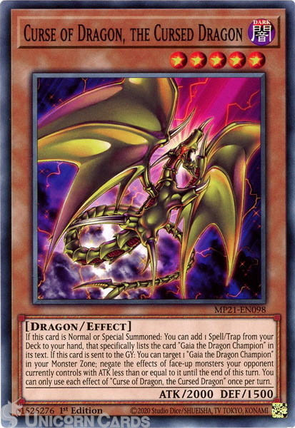 MP21-EN098 Curse of Dragon, the Cursed Dragon Common 1st Edition Mint YuGiOh Car