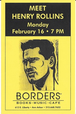 HENRY ROLLINS Black Flag 1998 Ann Arbor Borders Books ORIGINAL Flyer poster