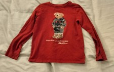 Red Polo Bear By Ralph Lauren Kids Long Sleeve Shirt Size S 7 years 