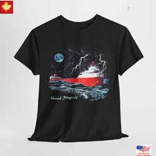 Trending Edmund Fitzgerald GORDON LIGHTFOOT Black Cotton T Shirt Full Size S-5XL
