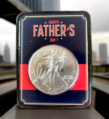 #ad 2026 $1 American Silver Eagle 1oz WITH CARD FOR THAT SPECIAL DAD ON FATHERS DAY $80.66