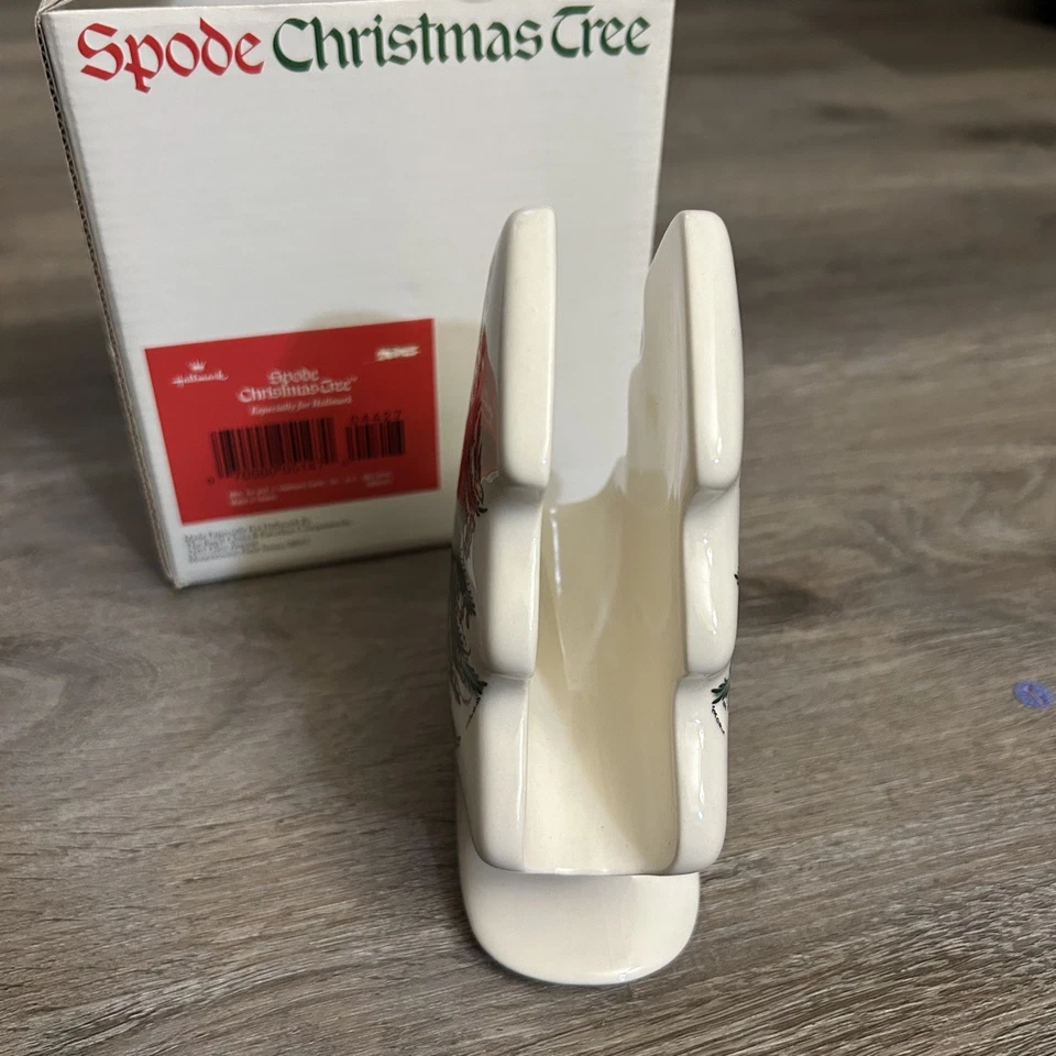 Spode Para Sello Blanco Cerámica Árbol de Navidad Servilletero 5"  Foto 4 de 4