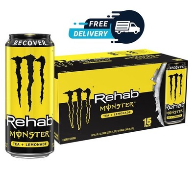 Monster Energy Rehab Tea Lemonade Energy Iced Tea Energy Drink Pack of 15