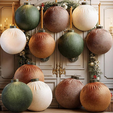 12 Pcs Extra Large Velvet Christmas Ornaments for Holiday Tree Decorations