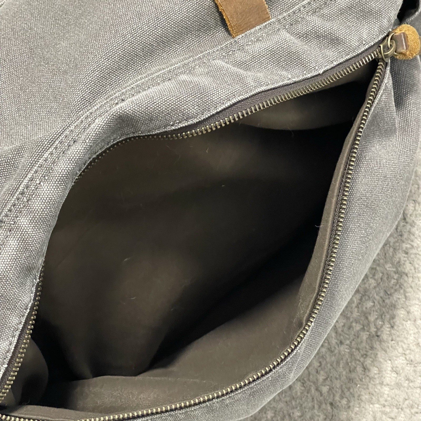 Lifewit Messenger Bag Gray Canvas Brown Leather Satchel Cross Body Shoulder