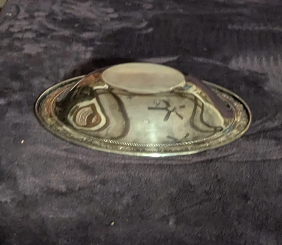 Plato de servir vintage Wallace #5112 plateado motivo de borde de rosa/hoja de 10 pulgadas Foto 3 de 4