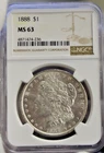 1888 US Morgan Silver Dollar $1 NGC MS63