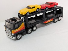 Vintage Black Buddy L Car Carrier Truck with Two Cars