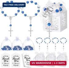 Yinkin 100 Pcs Baptism Favors Set Includes Mini Rosary, Baptism Favor Boxes, Whi