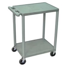 Utility Cart With Lipped Plastic Shelves, Polyethylene, 300 Lb Load Capacity, 2