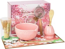 Matcha Whisk Set, Japanese Tea Ceremony Utensils 8 PCS with Matcha Bowl with