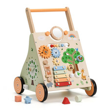 Wooden Baby Walker, Adjustable Height and Speed Baby Push Walker, Montessori Act