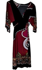Vintage Carole Little Dress Vneck Flutter Sleeve Multi Paisley Wrap Tie Sz 6