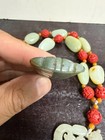 Wonderful Vtg. Chinese HK Export Jade, Cinnabar Necklace, Cicada Pendant — photo 8