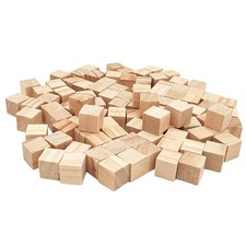 100PCS Unfinished Wooden Cubes, 0.6 inch Blank Square Wood Blocks Natural Woo...