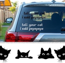 6-Piece Funny Car Decal "I Said Pspsps" - Curious Peeking Cat Sticker for Motorc