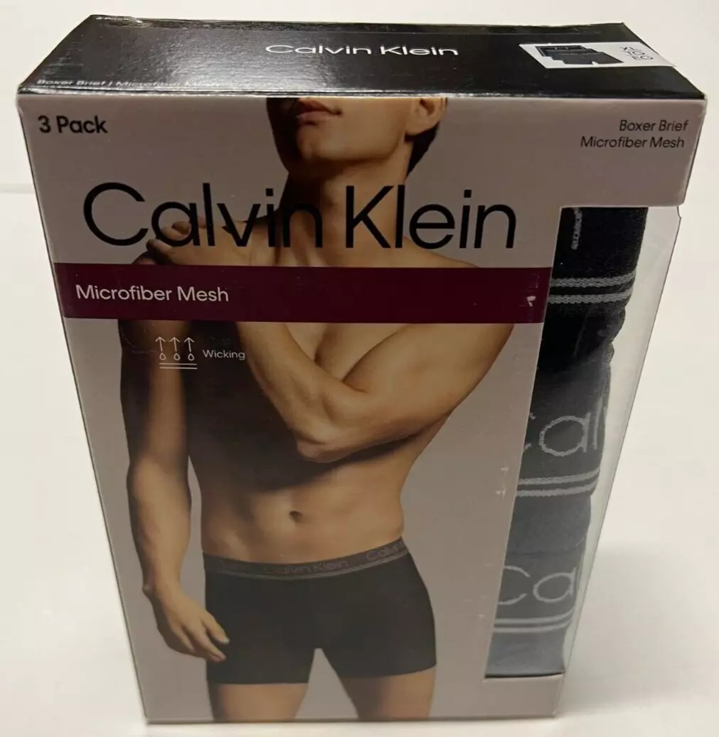 NEW Calvin Klein Men's Microfiber Mesh Boxer Brief, 3-pack Size XL