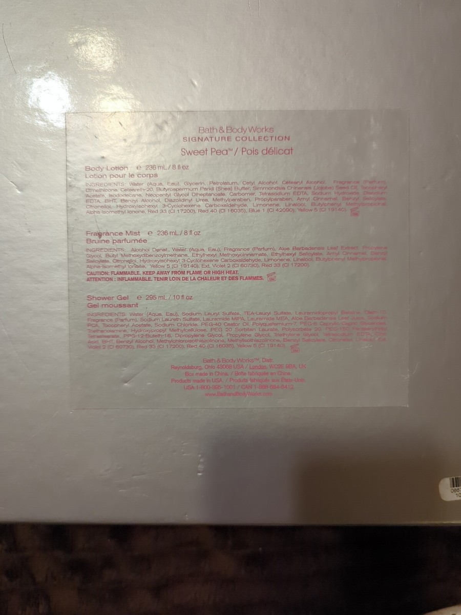 Bath & Body Works SWEET PEA Lotion Fine Frag Mist & Shower Gel 3pc