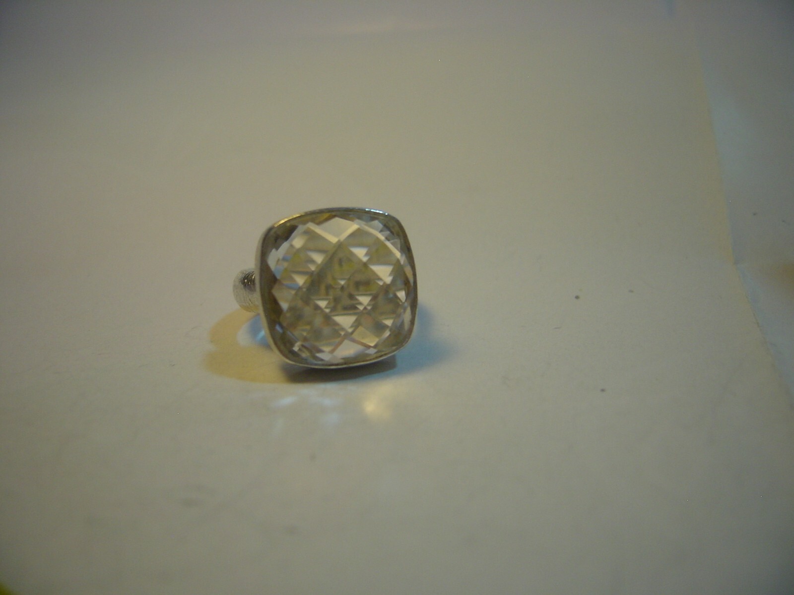 Solid Silver superb natural square white zircon-c… - image 5