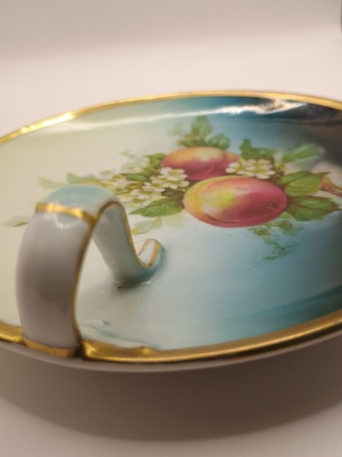 3 Crown China Finger Loop Handle Painted Plate Peach Gold Germany - Picture 16 of 18