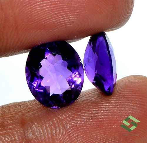 Certified Natural Amethyst Oval Cut Pair 12x10 mm 8.19 CTS Faceted Loose Gems - Picture 3 of 7