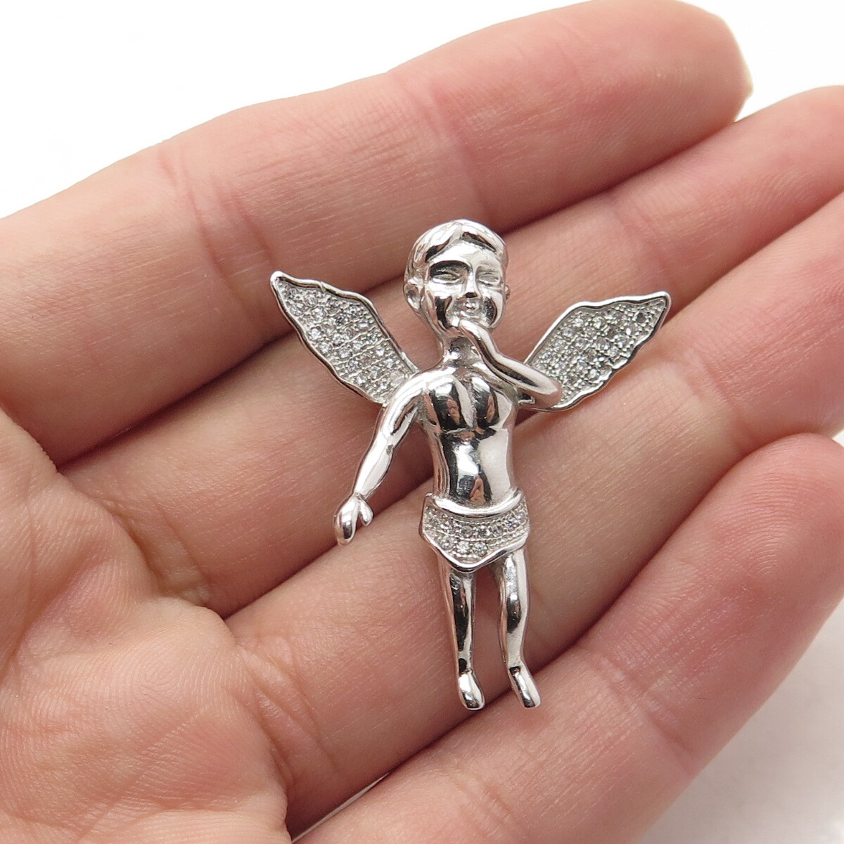 Small Fairy Slide Pendant Necklace Sterling Silver - Includes Chain, Made in USA Small Fairy Slide Pendant Necklace Sterling Silver - Includes Chain, Made in USA