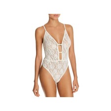 Hanky Panky Signature Lace Plunge Bodysuit Ivory Medium
