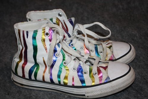 Converse White Rainbow Stripe Zebra 