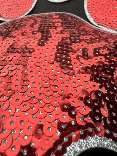 ā¤ļøš¾ Red Sequin Paw Patch ā 10" x 9.5" Sparkling Glitter Iron-On Appplique - Picture 3 of 7