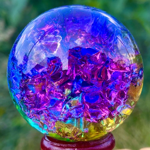 Sfera di quarzo arcobaleno titanio naturale 157G sfera di cristallo guarigione - Foto 4 di 18