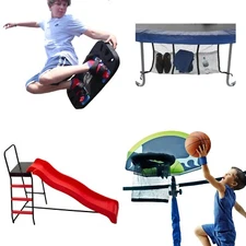 Trampoline Accessories: Rebound Board, Shoe Bag, Basketball Hoop, Slide Ladder