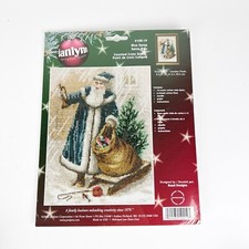  102-19 JANLYNN "BLUE SANTA" CHRISTMAS COUNTED CROSS STITCH PICTURE KIT - NIP 
