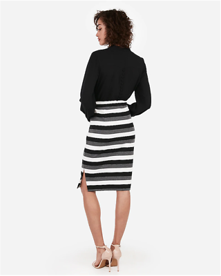 Express High Waisted Multi-Stripe Side Tie Pencil Skirt Size 14 - Main Image