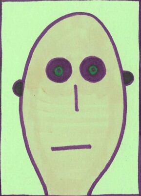 Original Drawing/Painting by Jay Snelling - Outsider Art Brut - Unusual ACEO ATC