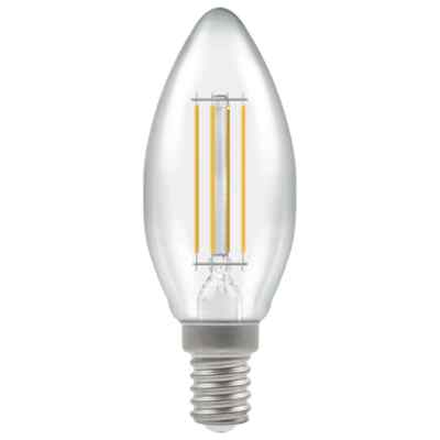5 x LED kaltweiß 5W SES Kerze klar Filament CROMPTON dimmbar 15555