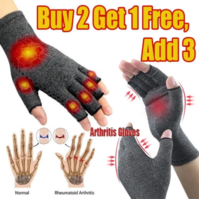 Fingerless Anti Arthritis Compression Gloves Cure Pain Relief Brace Hand Support